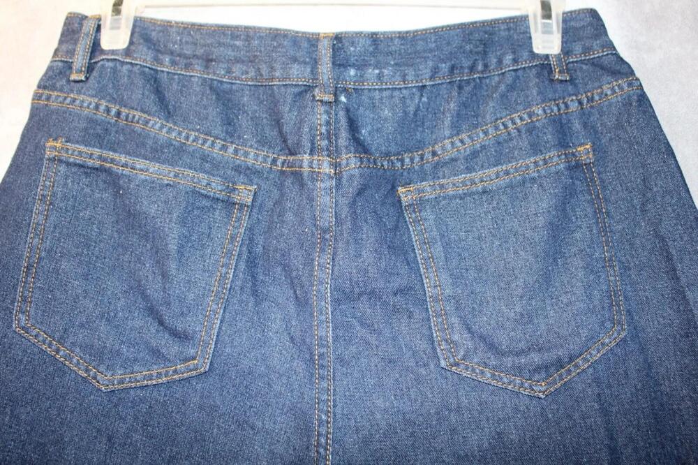 Boohoo Jeans Womens 14 Dark Blue Tall High Rise Mom Ripped Turn Up Cuff Denim